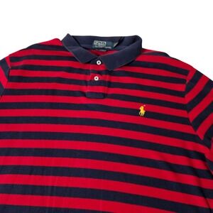 Polo Ralph Lauren Red Striped SOFT Custom Fit Polo Shirt Mens 2XL Rugby Golf